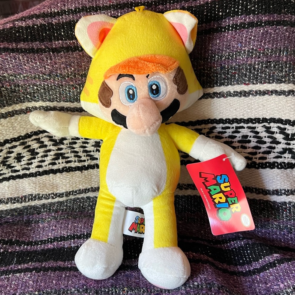 NWT Super Mario Bros Cat Mario Yellow Suit Soft 12” Plush